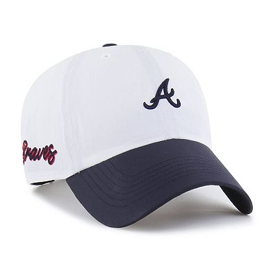 Men's '47 White/Navy Atlanta Braves Vista Mini Clean Up brrr Adjustable Hat