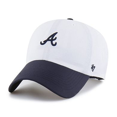Men's '47 White/Navy Atlanta Braves Vista Mini Clean Up brrr Adjustable Hat