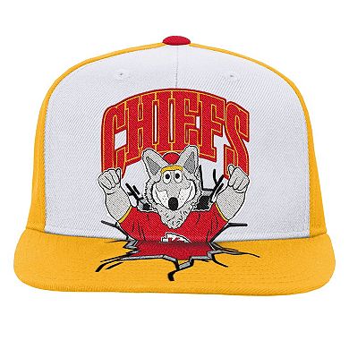 Youth Mitchell & Ness White Kansas City Chiefs Team Mascot Snapback Hat
