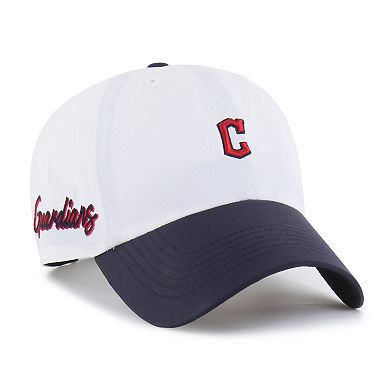 Men's '47 White/Navy Cleveland Guardians Vista Mini Clean Up brrr Adjustable Hat