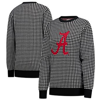 Women's Uscape Apparel Black Alabama Crimson Tide Renew Knit Vintage Houndstooth Sweater