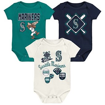 Newborn Outerstuff Seattle Mariners Home Plate 3 pc Creeper Set