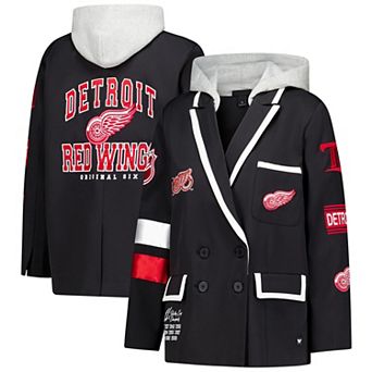 Women's The Wild Collective Black Detroit Red Wings Original 6 Hooded Blazer