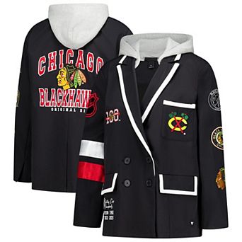 Women's The Wild Collective Black Chicago Blackhawks Original 6 Hooded Blazer