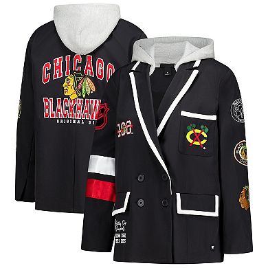 Women's The Wild Collective Black Chicago Blackhawks Original 6 Hooded Blazer
