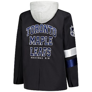 Women's The Wild Collective Black Toronto Maple Leafs Original 6 Hooded Blazer