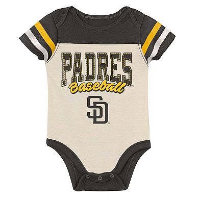 "Newborn Outerstuff Brown San Diego Padres Up One Three-Piece Bodysuit, Bib & Booties Set"