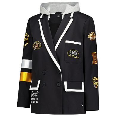 Women's The Wild Collective Black Boston Bruins Original 6 Hooded Blazer