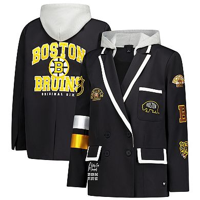 Women's The Wild Collective Black Boston Bruins Original 6 Hooded Blazer
