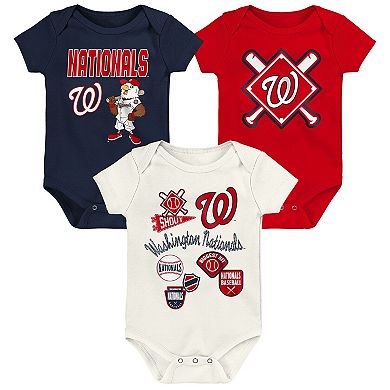 Newborn Outerstuff Washington Nationals Home Plate 3-Piece Creeper Set