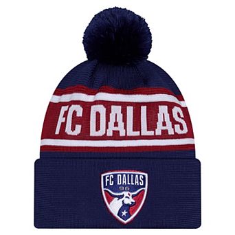 Men's New Era Navy FC Dallas 2026 Jersey Hook Cuffed Pom Knit Hat