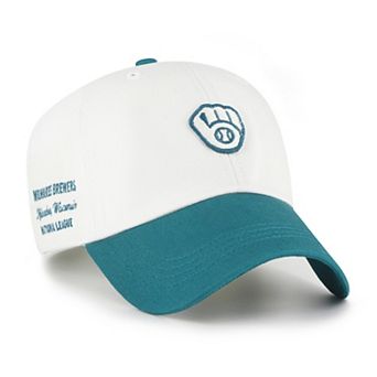 Men's '47 White/Teal Milwaukee Brewers Contemporary Tonal Clean Up Adjustable Hat