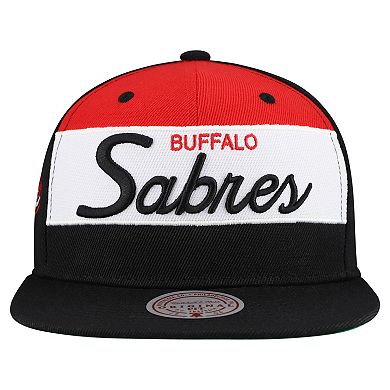 Men's Mitchell & Ness Black Buffalo Sabres Retro Script Colorblock Snapback Hat