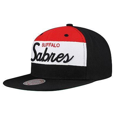 Men's Mitchell & Ness Black Buffalo Sabres Retro Script Colorblock Snapback Hat