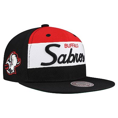 Men's Mitchell & Ness Black Buffalo Sabres Retro Script Colorblock Snapback Hat