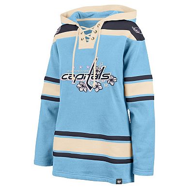 Women's '47 Light Blue Washington Capitals Superior Lacer Pullover Hoodie