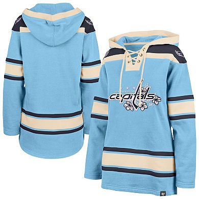 Women's '47 Light Blue Washington Capitals Superior Lacer Pullover Hoodie