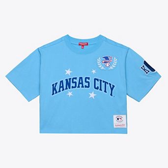 Women's Mitchell & Ness Light Blue Kansas City Royals Pep Rally Cropped Boxy T-Shirt