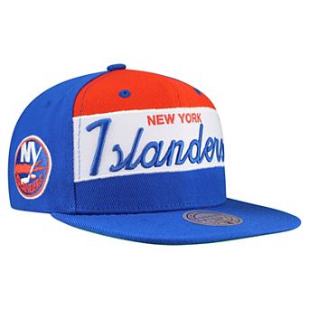Men's Mitchell & Ness Royal New York Islanders Retro Script Colorblock Snapback Hat