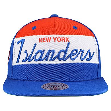 Men's Mitchell & Ness Royal New York Islanders Retro Script Colorblock Snapback Hat