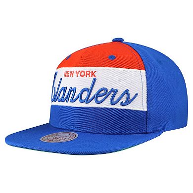 Men's Mitchell & Ness Royal New York Islanders Retro Script Colorblock Snapback Hat