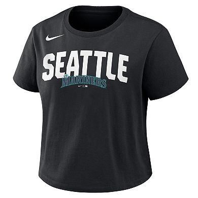 Women's Nike Black Seattle Mariners Mod Cropped T-Shirt