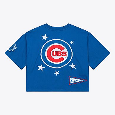 Women's Mitchell & Ness Royal Chicago Cubs Pep Rally Cropped Boxy T-Shirt