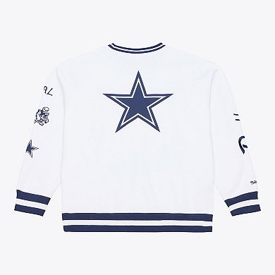 Men's Mitchell & Ness White Dallas Cowboys White Out Fleece Sweatshirt