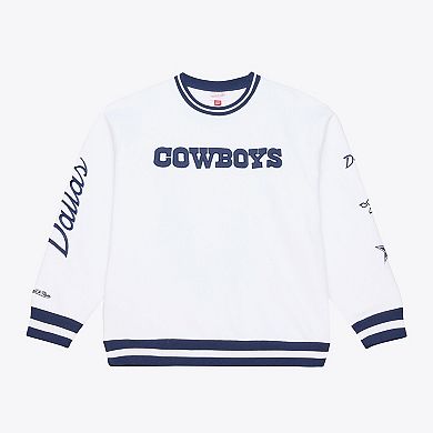 Men's Mitchell & Ness White Dallas Cowboys White Out Fleece Sweatshirt