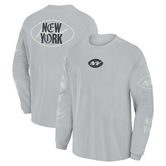 Men's Fanatics Gray New York Jets Oversized Type Play Long Sleeve T-Shirt