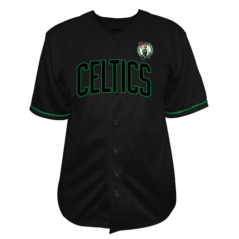 Men's Fanatics Black Boston Celtics Big & Tall Pop Full-Button Baseball Jersey, 