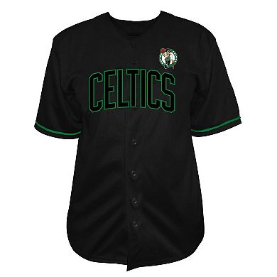 Men's Fanatics Black Boston Celtics Big & Tall Pop Full-Button Baseball Jersey