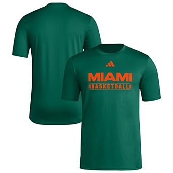Men's adidas Green Miami Hurricanes Locker On-Court Basketball Pre-Game T-Shirt