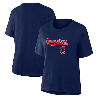Women's Fanatics Navy Cleveland Guardians Lockup Legacy T-Shirt