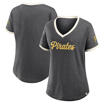 Women's Fanatics Black Pittsburgh Pirates Cooperstown Collection Vintage Play��� V-Neck T-Shirt