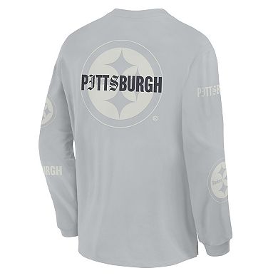 Men's Fanatics Gray Pittsburgh Steelers Oversized Type Play Long Sleeve T-Shirt