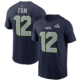 Men's Nike 12s College Navy Seattle Seahawks Super Bowl LX Patch Name & Number T-Shirt