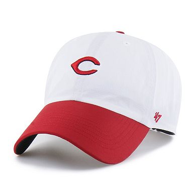 Men's '47 White/Red Cincinnati Reds Vista Mini Clean Up brrr Adjustable Hat