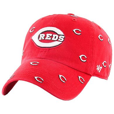 Women's '47 Red Cincinnati Reds Confetti Clean Up Adjustable Hat