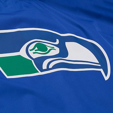 Men's Mitchell & Ness Royal Seattle Seahawks Coaches Full-Snap Hooded Windbreaker Jacket