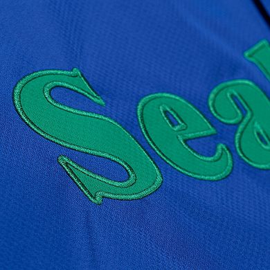 Men's Mitchell & Ness Royal Seattle Seahawks Coaches Full-Snap Hooded Windbreaker Jacket
