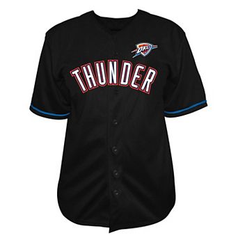 Men's Fanatics Black Oklahoma City Thunder Big & Tall Pop Full-Button Jersey