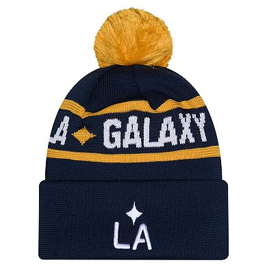 Men's New Era Navy LA Galaxy 2026 Jersey Hook Cuffed Knit Hat with Pom