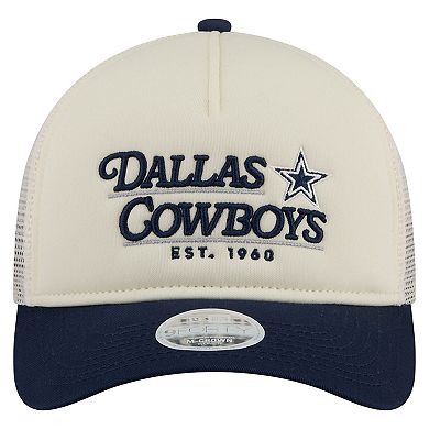Women's New Era Cream/Navy Dallas Cowboys Retro A-Frame 9FORTY Adjustable Hat