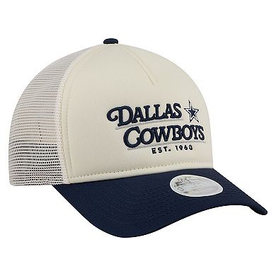 Women's New Era Cream/Navy Dallas Cowboys Retro A-Frame 9FORTY Adjustable Hat