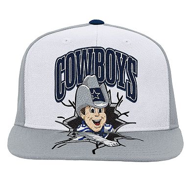 Youth Mitchell & Ness Gray Dallas Cowboys Team Mascot Snapback Hat