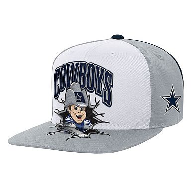 Youth Mitchell & Ness Gray Dallas Cowboys Team Mascot Snapback Hat