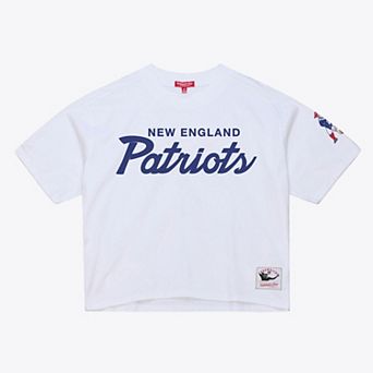 Women's Mitchell & Ness White New England Patriots Head Coach Cropped T-Shirt