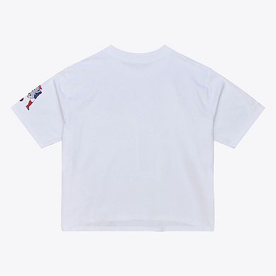 Women's Mitchell & Ness White New England Patriots Head Coach Cropped T-Shirt