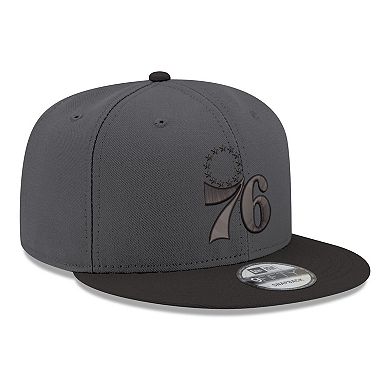 Men's New Era Gray/Black Philadelphia 76ers Logo 2-Tone 9FIFTY Snapback Hat